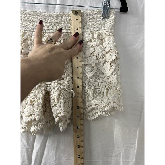 VTG Crochet Ruffled Booty Shorts Y2K Black Label‎ Sz M Coquette Boho Coachella - Picture 5 of 10